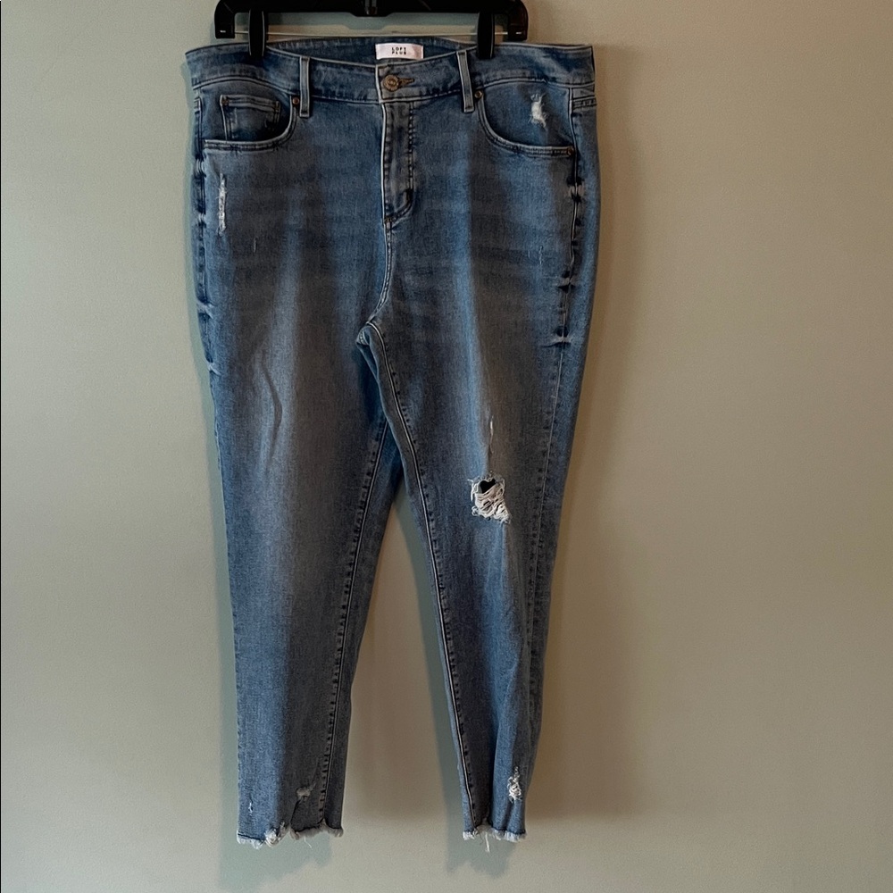LOFT Distressed Blue Cropped Jeans